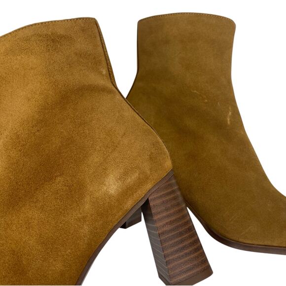 Mango Round Toe Heel Suede Ankle Boots Medium Brown Size 39/ 8.5 - Picture 6 of 11